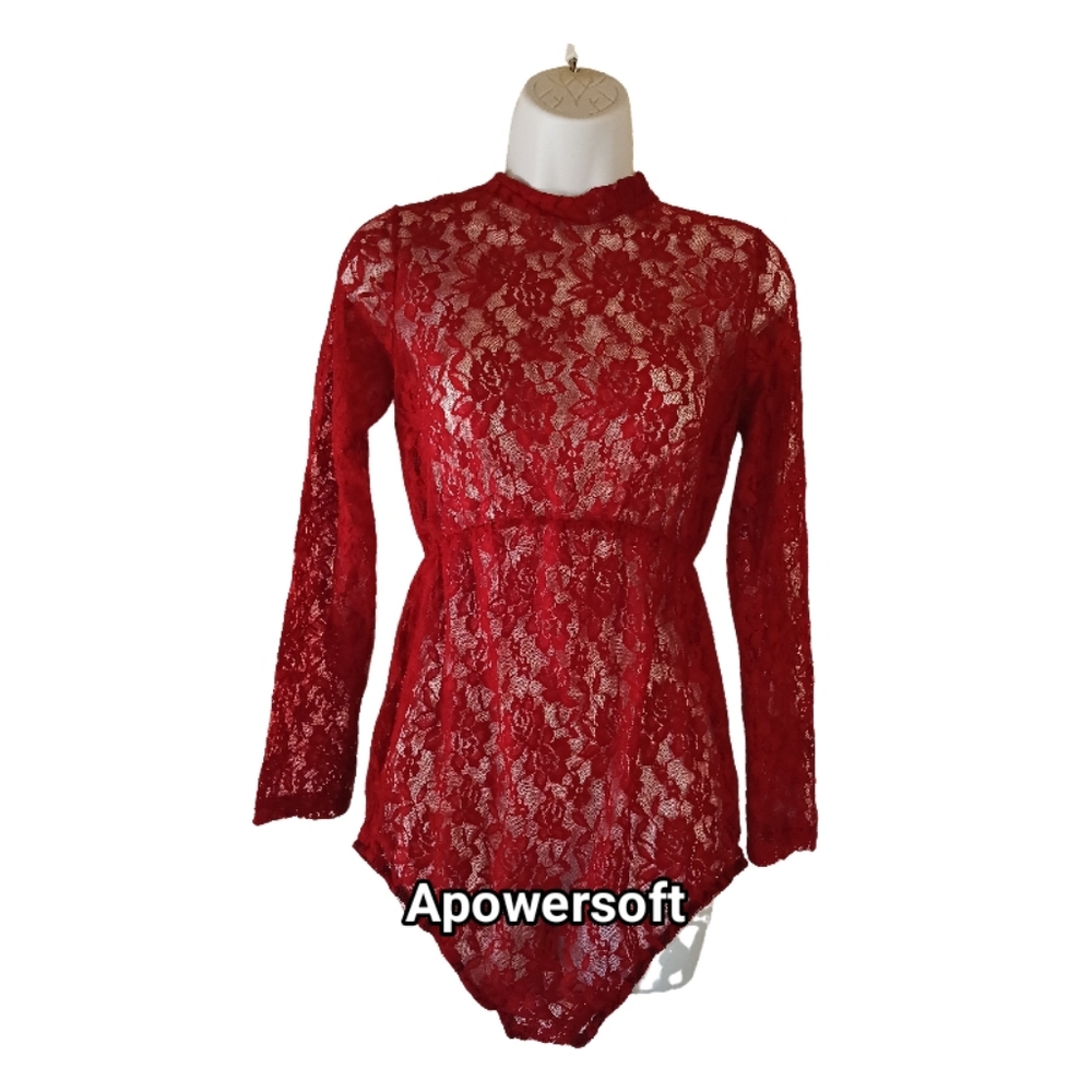 Red Lace Maternity Bodysuit (0309)